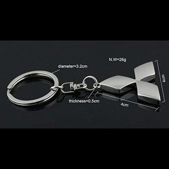 Mitsubishi Key Chain Ring - 3D Chrome Metal Car Keychain Keyring Alloy - Picture 5 of 5